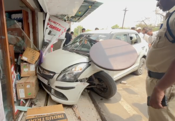 Speeding Car Crashes Into Shop